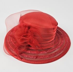 Elegant Summer Red Flower Feminine Red Hat Society